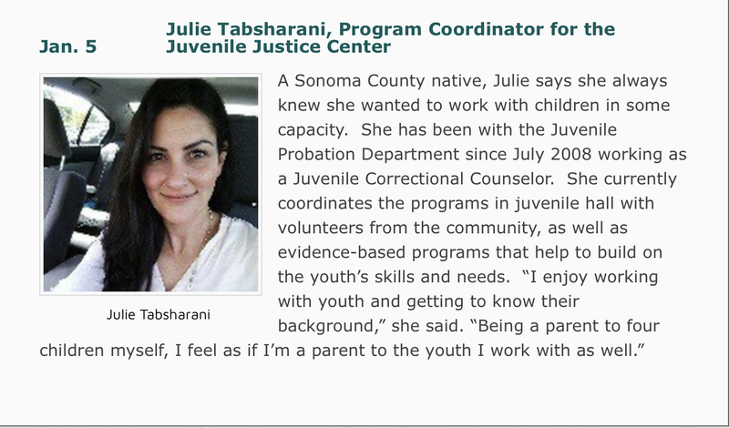 Photo and description of Jan. 5 Forum Speaker, Julie Tabsharani, Program Coordinator for the Juvenile Justice Center