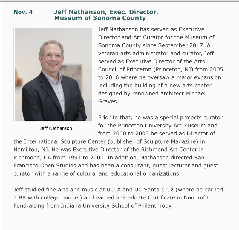 Photo and description of Nov. 4 Forum program by Jeff Nathanson from the Museum of Sonoma County