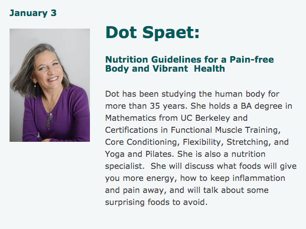 Jan 3  Dot Spaet  "Health Guidelines"