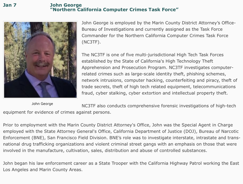 Jan. 7: John George, "Northern California Computer Crimes Taskforce"