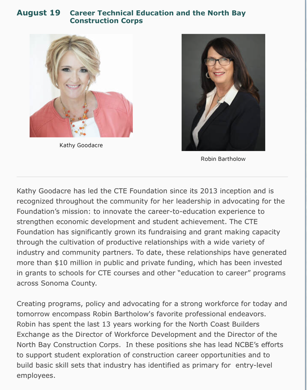 Photo and bios of August 19 speakers: Kathy Goodacre and Robin Bartholow