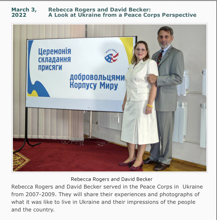 Photo and description of March 3 speakers: Rebecca Rogers and David Becker