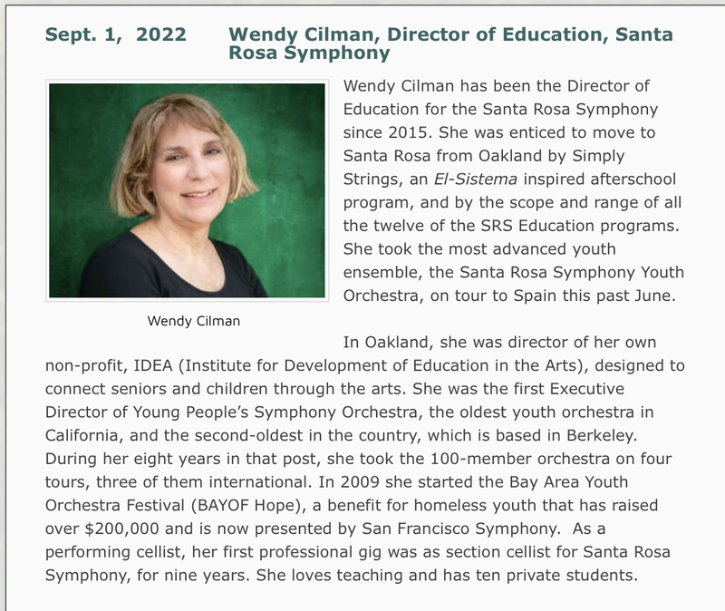 Photo and bio of Wendy Cilman, Forum Speaker on Sept. 1, 2022
