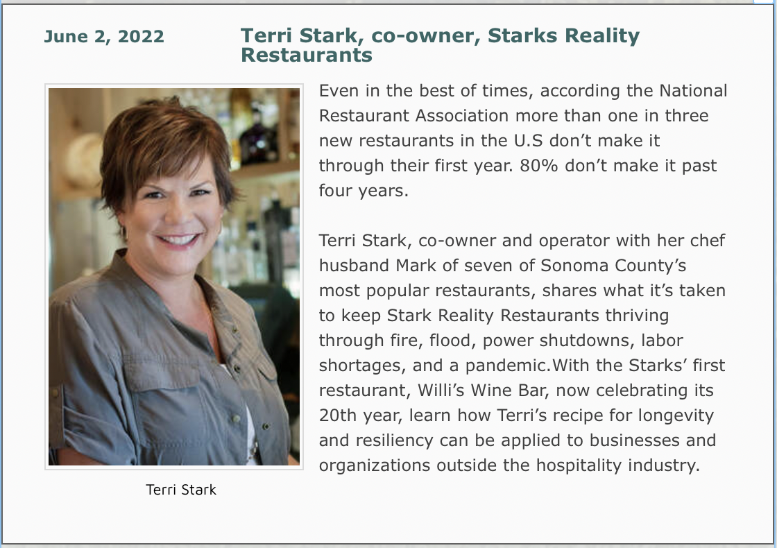 Photo and bio of Terri Stark, Forum Speaker June 2, 2022
